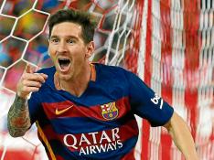 Leo Messi celebra el gol que marcó al Atlético de Madrid el pasado sábado.