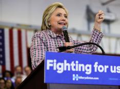 Hillary Clinton durante un acto de campaña en California.
