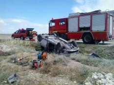 Una mujer, herida en accidente de tráfico en Bujaraloz.