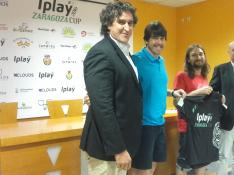 Javier Arjol (Helios), Julio Rodríguez (Zaragoza Cup), Pablo Híjar (Ayuntamiento) y Juan Carlos Caamaño (Territorial Balonmano).