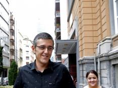 Eduardo Madina este domingo tras votar en Bilbao.