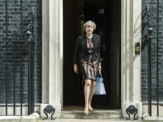 Theresa May, este martes, en la puerta del 10 de Downing Street.