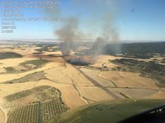 Una imagen aérea del incendio en Las Pedrosas