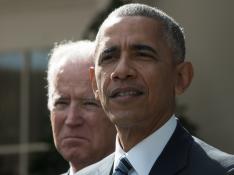 Barack Obama en una comparecencia junto al vicepresidente Joe Biden.