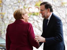 Angela Merkel recibe en Berlín a Mariano Rajoy.