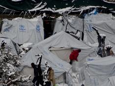 Fotografía de archivo del campo de refugiados en Lesbos.
