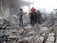 Imágenes de la ciudad de Douma, en Siria