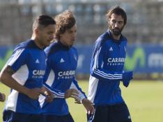 Marcelo Silva, Feltscher y Samaras en el entrenamiento de este martes.