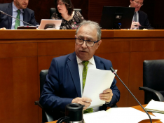 El consejero de Hacienda, Fernando Gimeno, en una comparecencia en la comisión de Hacienda de las Cortes.