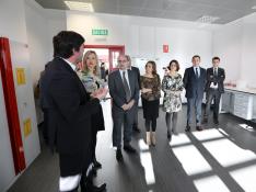 Las autoridades, con el presidente Javier Lambán a la cabeza, visitando las instalaciones del centro de Bioeconomía