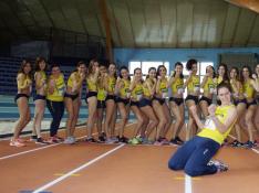 La escuadra femenina del Simply Scorpio, en el Palacio de los Deportes de Zaragoza.