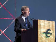 Víctor Iglesias, consejero delegado de Ibercaja, en la presentación del Plan Estratégico 2018-2020 de la entidad, el pasado 18 de marzo
