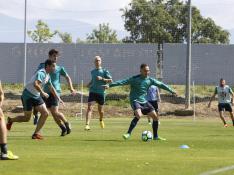 David Ferreiro durante el entrenamiento que este miércoles ha llevado a cabo la SD Huesca.