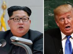 Combo de fotos del líder norcoreano Kim Jong-un y el presidente de Estados Unidos, Donald Trump.