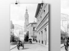 Martín Chivite es el autor de esta imagen que muestra el aspecto que presentaban los alrededores de la plaza del Pilar en los años 20 y que puedes tener en tu casa en formato póster.