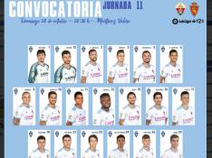 Lista de 19 jugadores del Real Zaragoza para el partido de Elche.