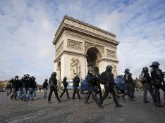 Un aspecto del despliegue policial del pasado sábado en París.