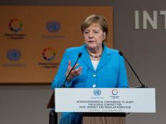 Merkel, muy aplaudida en Marrakech al subrayar que Europa necesita a migrantes