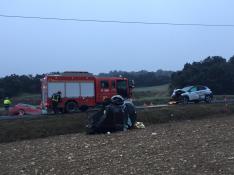 Imagen del accidente ocurrido este jueves en Alcampell.
