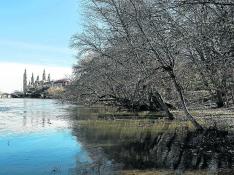 El Ebro superaba ayer los 300 metros cúbicos por segundo a su paso por Zaragoza.
