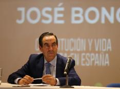 El expresidente del Congreso de los Diputados y exministro socialista José Bono durante una conferencia en Quito (Ecuador).