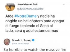 El tuit de José Manuel Soto sobre el incendio en Notre Dame y su conexión con Trump