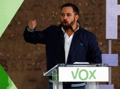 Santiago Abascal durante el cierre de campaña de Vox en Madrid.