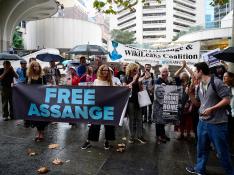 Protesta en apoyo a Julian Assange.