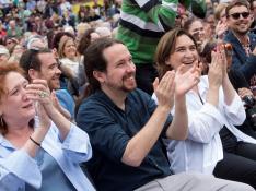 Pablo Iglesias y Ada Colau en Barcelona este sábado.