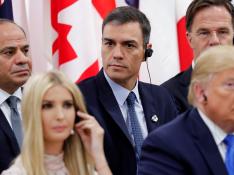 Pedro Sánchez, Donald Trump, Ivanka Trump en la cumbra del G20 en Osaka