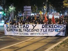 Manifestación contra el fascismo en Zaragoza por el 20-N.