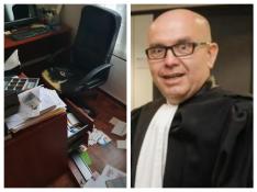 Combo de imágenes de Gonzalo Boye y su despacho tras el asalto