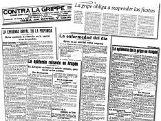 Recortes noticias sobre la gripe española en Heraldo de Aragón en 1918.
