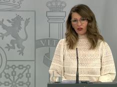 Yolanda Díaz, ministra de Trabajo, este domingo.