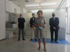 María Victoria Broto, este lunes, durante la inauguración del Espacio Atemtia, de Atades, para la atención temprana en Zaragoza.