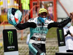 Dennis Foggia celebra su victoria en Brno.