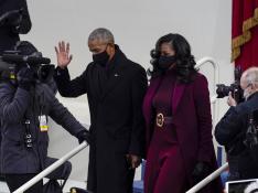 Barack Obama y su esposa Michelle en el toma de posesión de Biden.