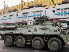 Military armoured vehicles in Yangon