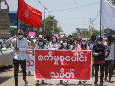 Protest against Myanmar military coup, in Mandalay