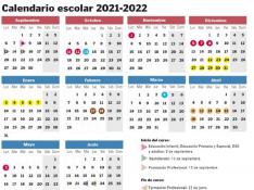 Calendario escolar en Aragón para el curso 2021-2022. gsc
