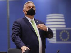 Viktor Orban, esta mañana, en Bruselas.