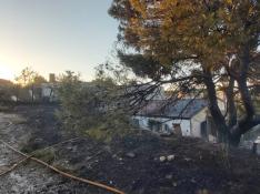 El incendio declarado este viernes por la tarde en Zuera ha afectado a varias viviendas