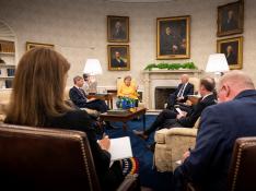 U.S. President Biden holds a bilateral meeting with German Chancellor Merkel in the Oval Officeat the White House in Washington