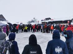 Foto de archivo de la concentración en Candanchú el pasado invierno reclamando un plan de ayudas para el sector de la nieve.