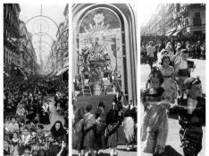 El aspecto que ofrecía la calle de Alfonso l de Zaragoza, en aquella primera Ofrenda de Flores a la Virgen del Pilar de 1958, en la que participaron más de 2.000 oferentes, vaticinaba ya el éxito de futuras ediciones