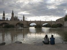 El Ebro, la basílica del Pilar y el puente de Piedra de Zaragoza