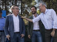 Beamonte, Casado y Azcón, en septiembre de 2019, durante el día del afiliado del PP-Aragón