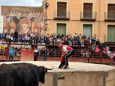 Encierro celebrado este pasado fin de semana en la plaza de España de Illueca