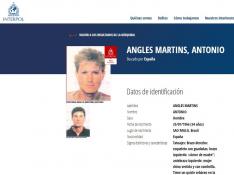 Ficha de Interpol sobre Antonio Anglés