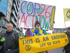 Protestas en Glasgow en el último día de la COP26.